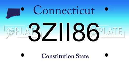 3ZII86 Connecticut License Plate
