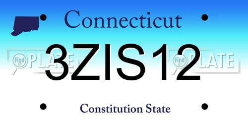 3ZIS12 Connecticut License Plate