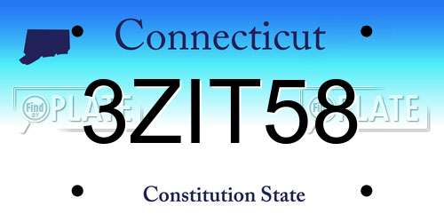 3ZIT58 Connecticut License Plate