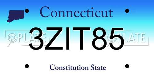 3ZIT85 Connecticut License Plate
