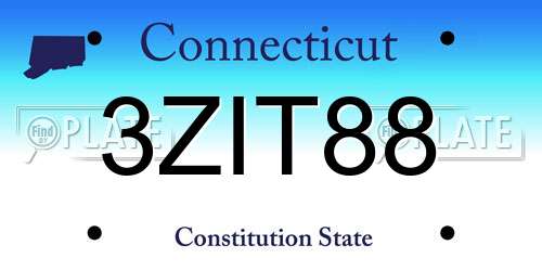 3ZIT88 Connecticut License Plate