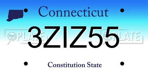 3ZIZ55 Connecticut License Plate