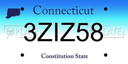 3ZIZ58 Connecticut License Plate