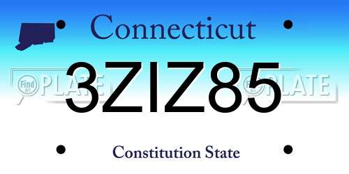 3ZIZ85 Connecticut License Plate