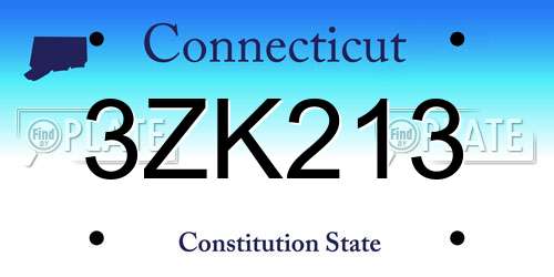 3ZK213 Connecticut License Plate