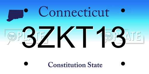3ZKT13 Connecticut License Plate
