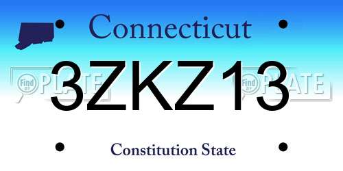 3ZKZ13 Connecticut License Plate