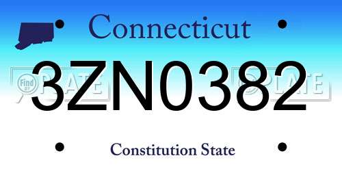 3ZN0382 Connecticut License Plate