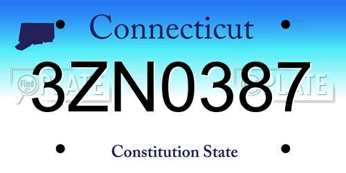 3ZN0387 Connecticut License Plate