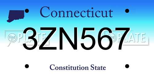 3ZN567 Connecticut License Plate