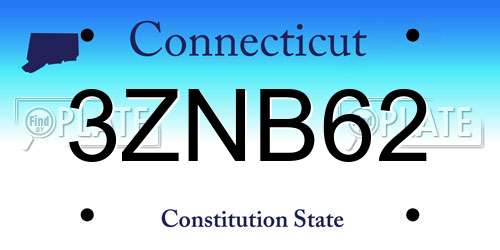 3ZNB62 Connecticut License Plate