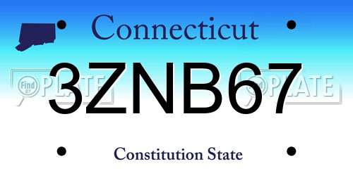 3ZNB67 Connecticut License Plate