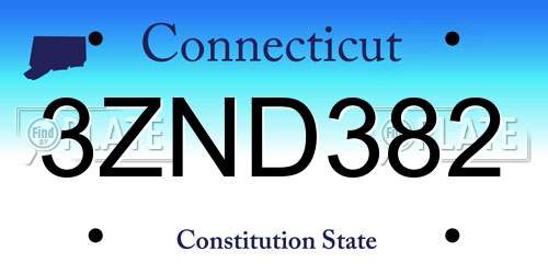 3ZND382 Connecticut License Plate