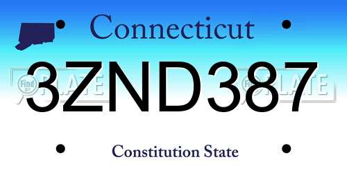 3ZND387 Connecticut License Plate