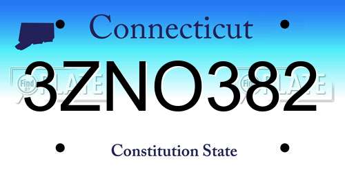 3ZNO382 Connecticut License Plate