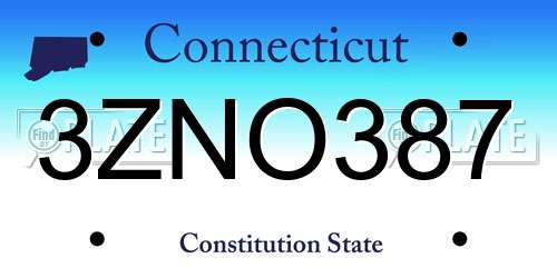 3ZNO387 Connecticut License Plate