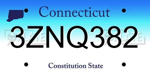 3ZNQ382 Connecticut License Plate