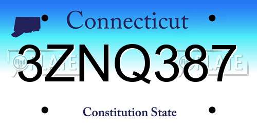 3ZNQ387 Connecticut License Plate