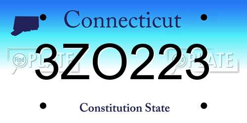 3ZO223 Connecticut License Plate