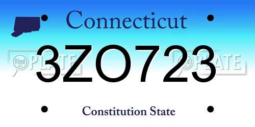 3ZO723 Connecticut License Plate