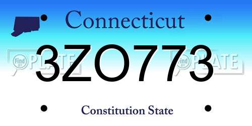 3ZO773 Connecticut License Plate