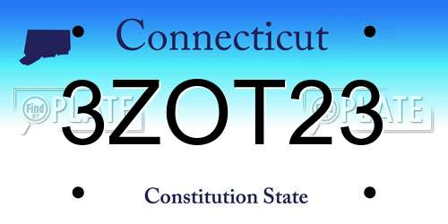 3ZOT23 Connecticut License Plate