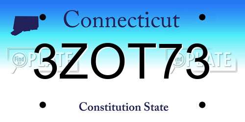 3ZOT73 Connecticut License Plate