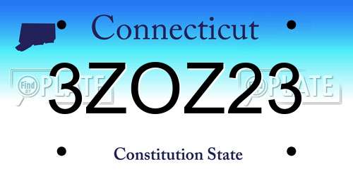3ZOZ23 Connecticut License Plate