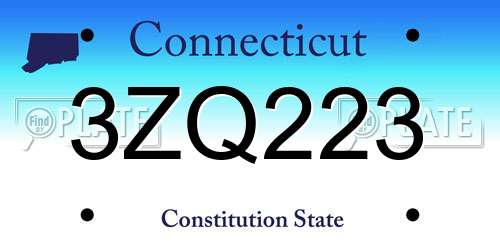 3ZQ223 Connecticut License Plate