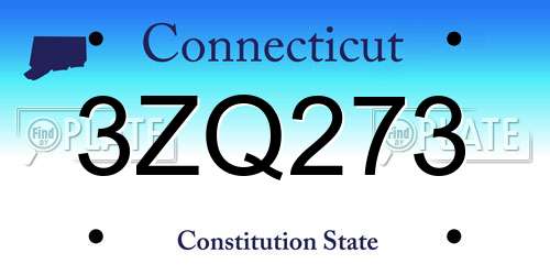 3ZQ273 Connecticut License Plate