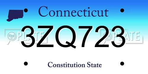 3ZQ723 Connecticut License Plate