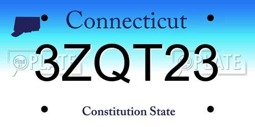 3ZQT23 Connecticut License Plate