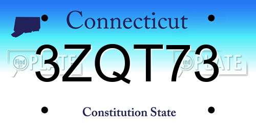 3ZQT73 Connecticut License Plate