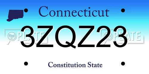 3ZQZ23 Connecticut License Plate