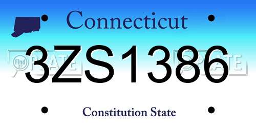 3ZS1386 Connecticut License Plate