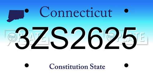 3ZS2625 Connecticut License Plate