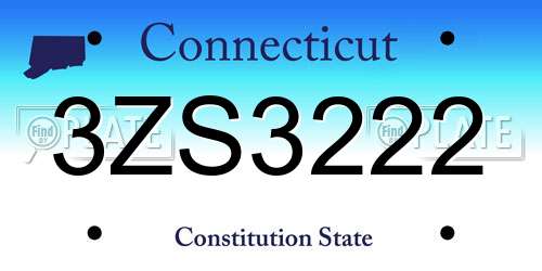 3ZS3222 Connecticut License Plate