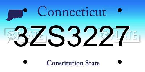 3ZS3227 Connecticut License Plate