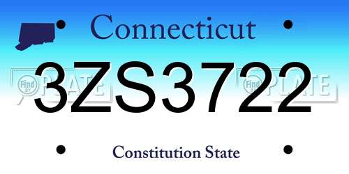 3ZS3722 Connecticut License Plate