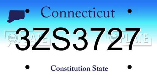 3ZS3727 Connecticut License Plate