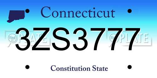 3ZS3777 Connecticut License Plate
