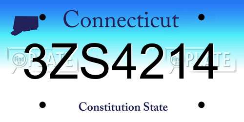 3ZS4214 Connecticut License Plate