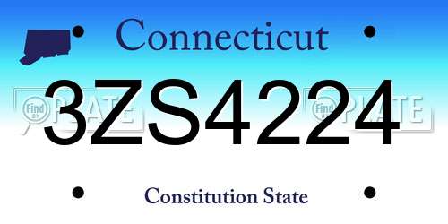 3ZS4224 Connecticut License Plate