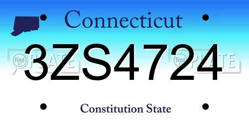 3ZS4724 Connecticut License Plate