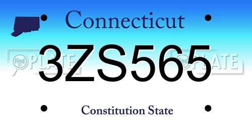 3ZS565 Connecticut License Plate