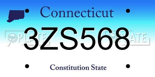 3ZS568 Connecticut License Plate