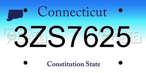 3ZS7625 Connecticut License Plate