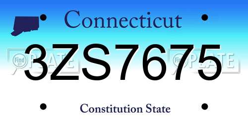 3ZS7675 Connecticut License Plate