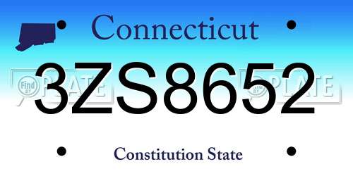 3ZS8652 Connecticut License Plate