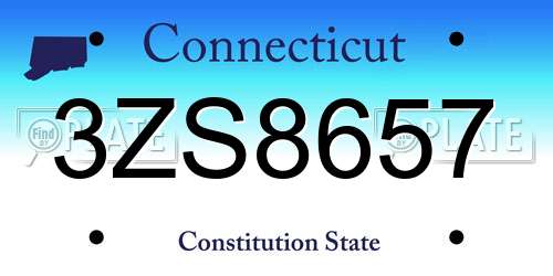 3ZS8657 Connecticut License Plate